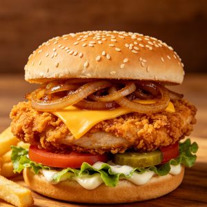 Crispy Onion Chicken Burger