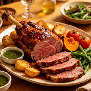 Roast Lamb with Mint Gravy