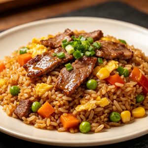 Beef Seasoned Fried Rice Dish