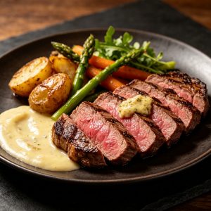 Garlic Butter Steak Plate Serving