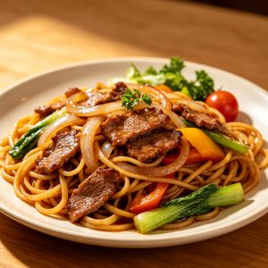 Beef Noodle Pan Fry Dish